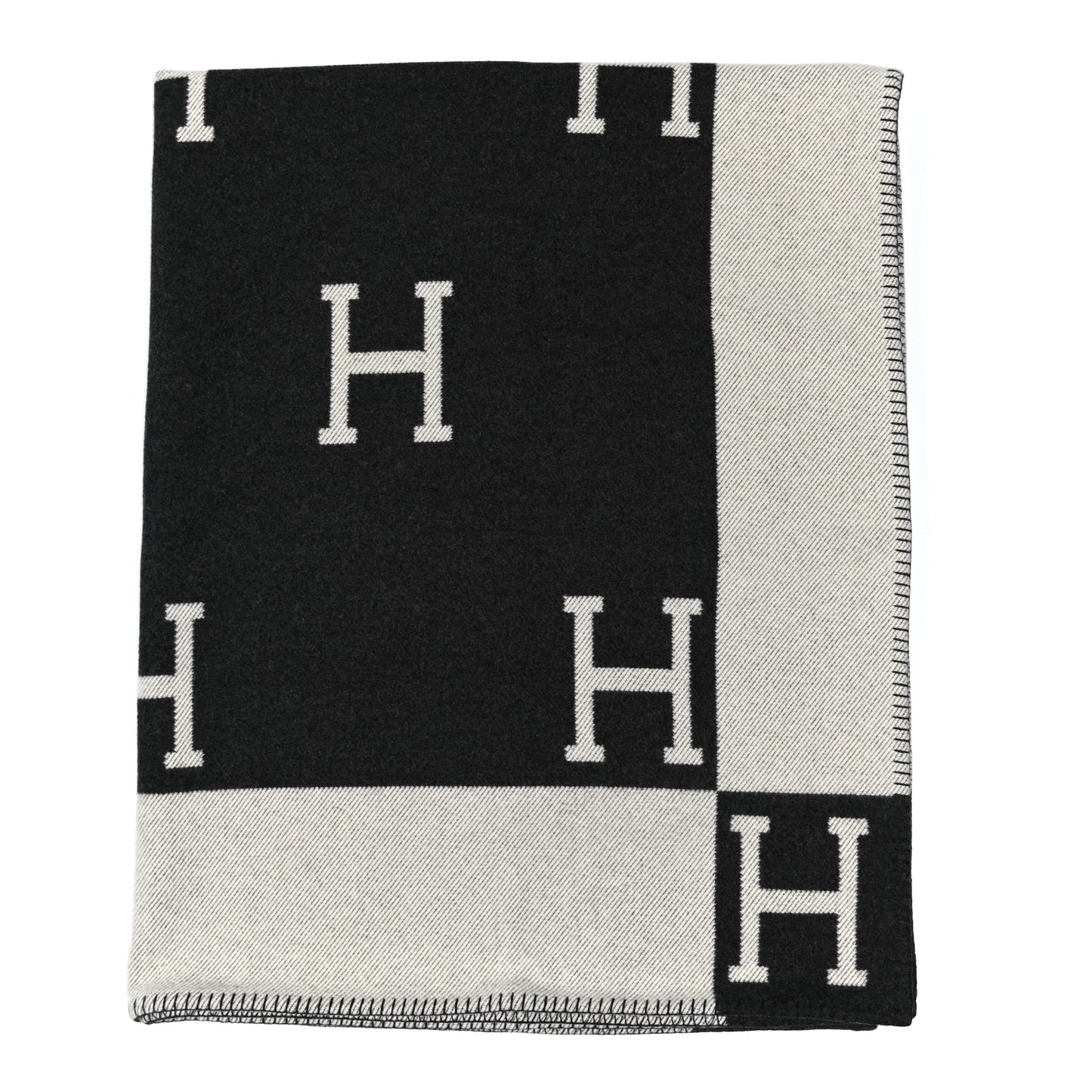 Wool Cashmere Avalon Blanket Ecru Gris Fonce