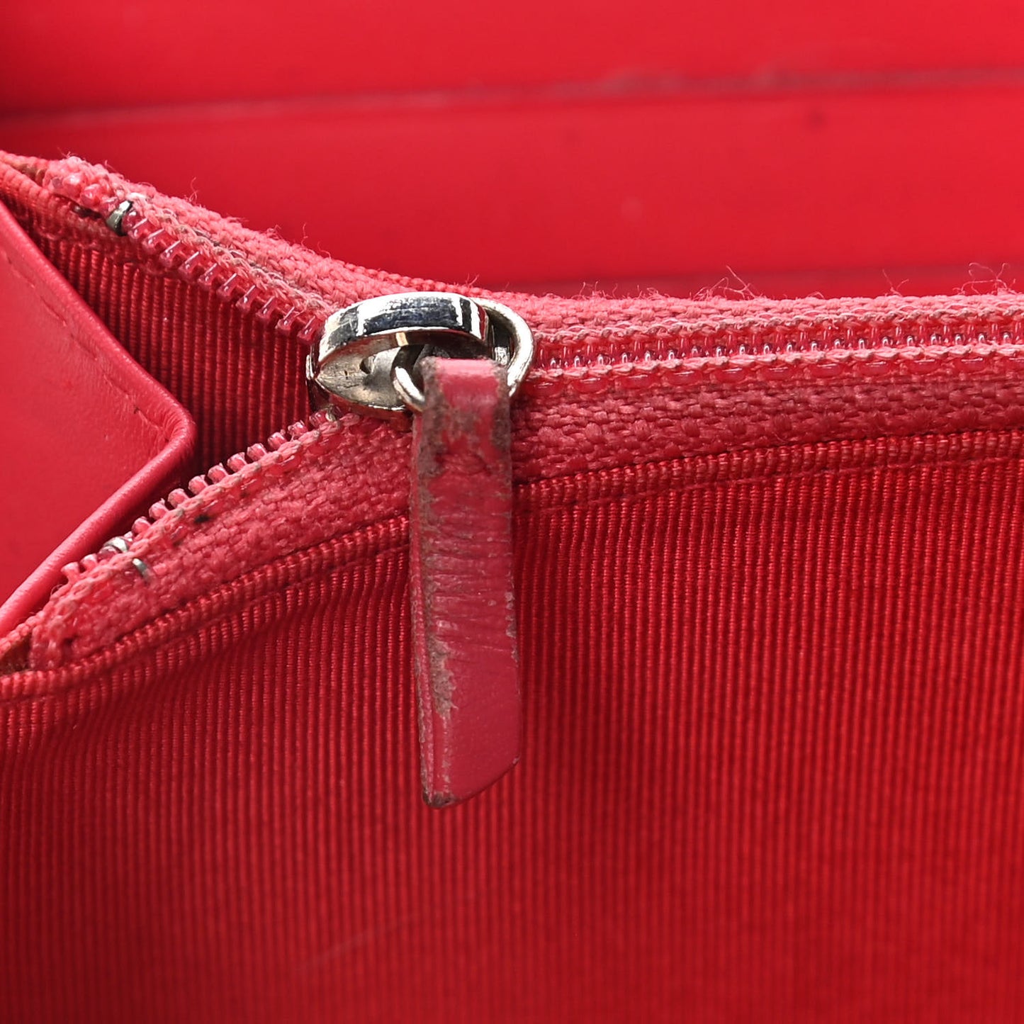 Patent Quilted Large Gusset Zip Around Wallet Red