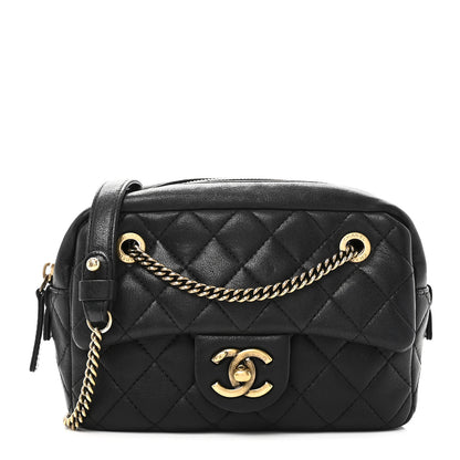 Chanel Sheepskin Quilted Trapezio Camera Case Black 1 of 10