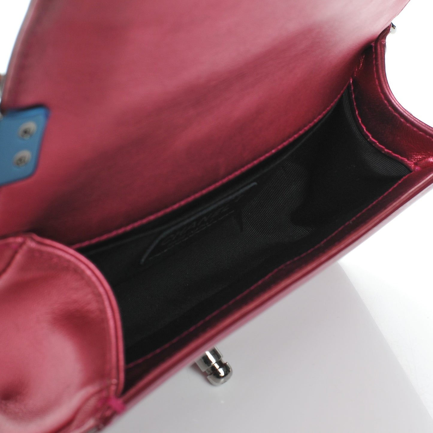 Metallic Patent Quilted Small Boy Flap Fuchsia