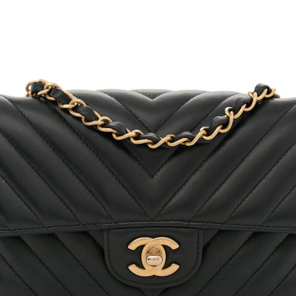 Chanel Lambskin Chevron Quilted Mini Rectangular Flap Black 8 of 12