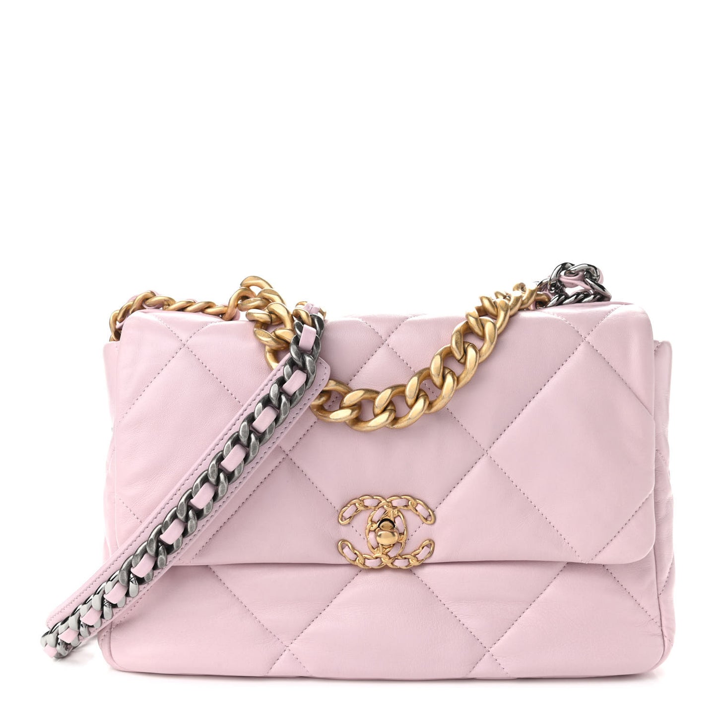 Lambskin Quilted Large Chanel 19 Flap Light Pink