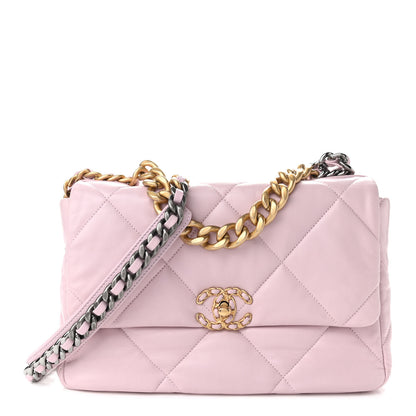 Chanel Lambskin Quilted Large Chanel 19 Flap Light Pink 1 of 10