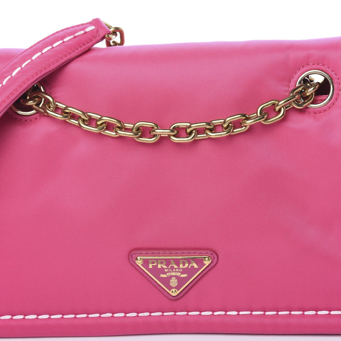Nylon Tessuto Chain Shoulder Bag Fuxia