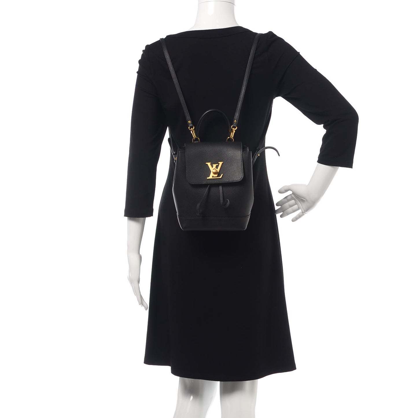 Calfskin Lockme Mini Backpack Black