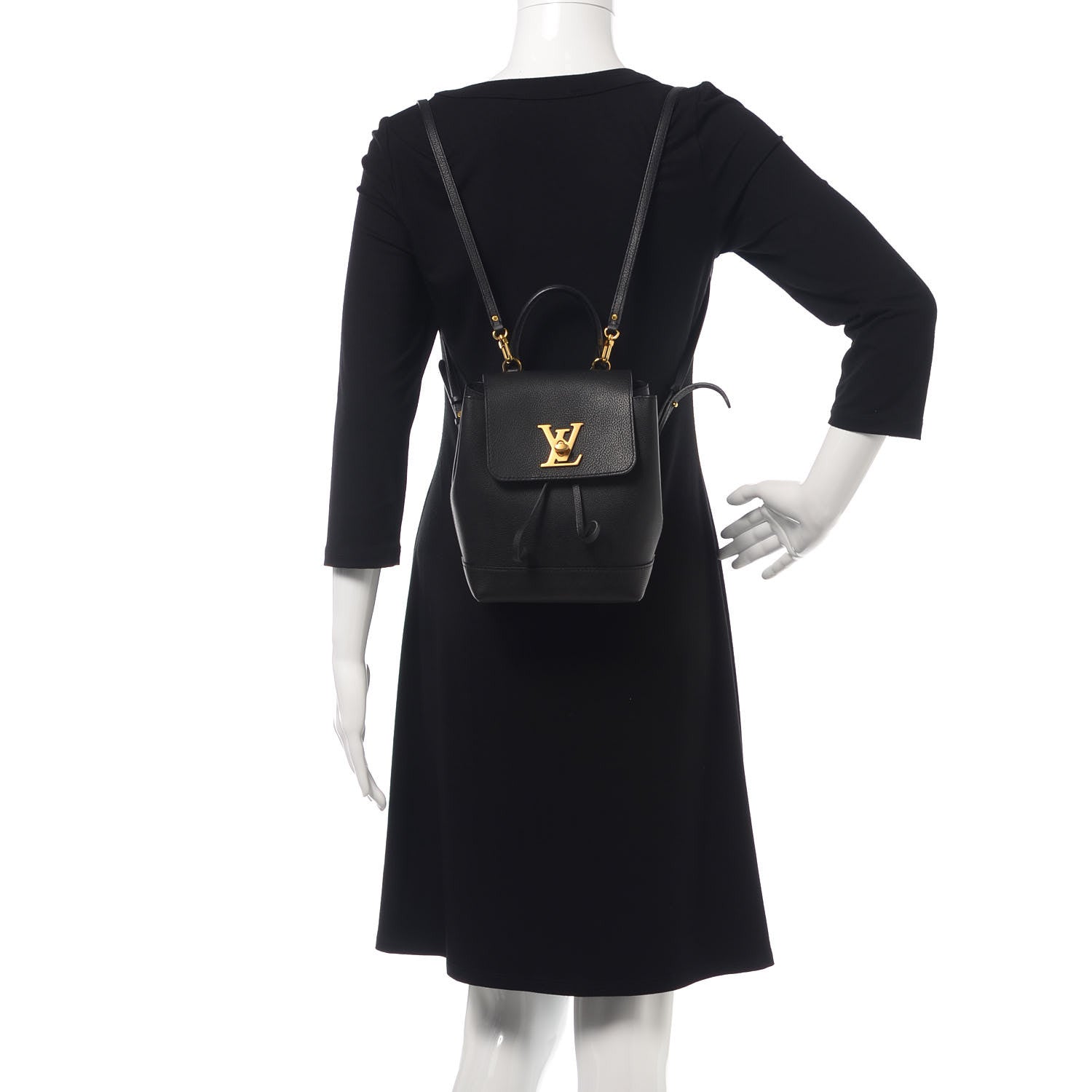 Louis Vuitton Calfskin Lockme Mini Backpack Black 2 of 11