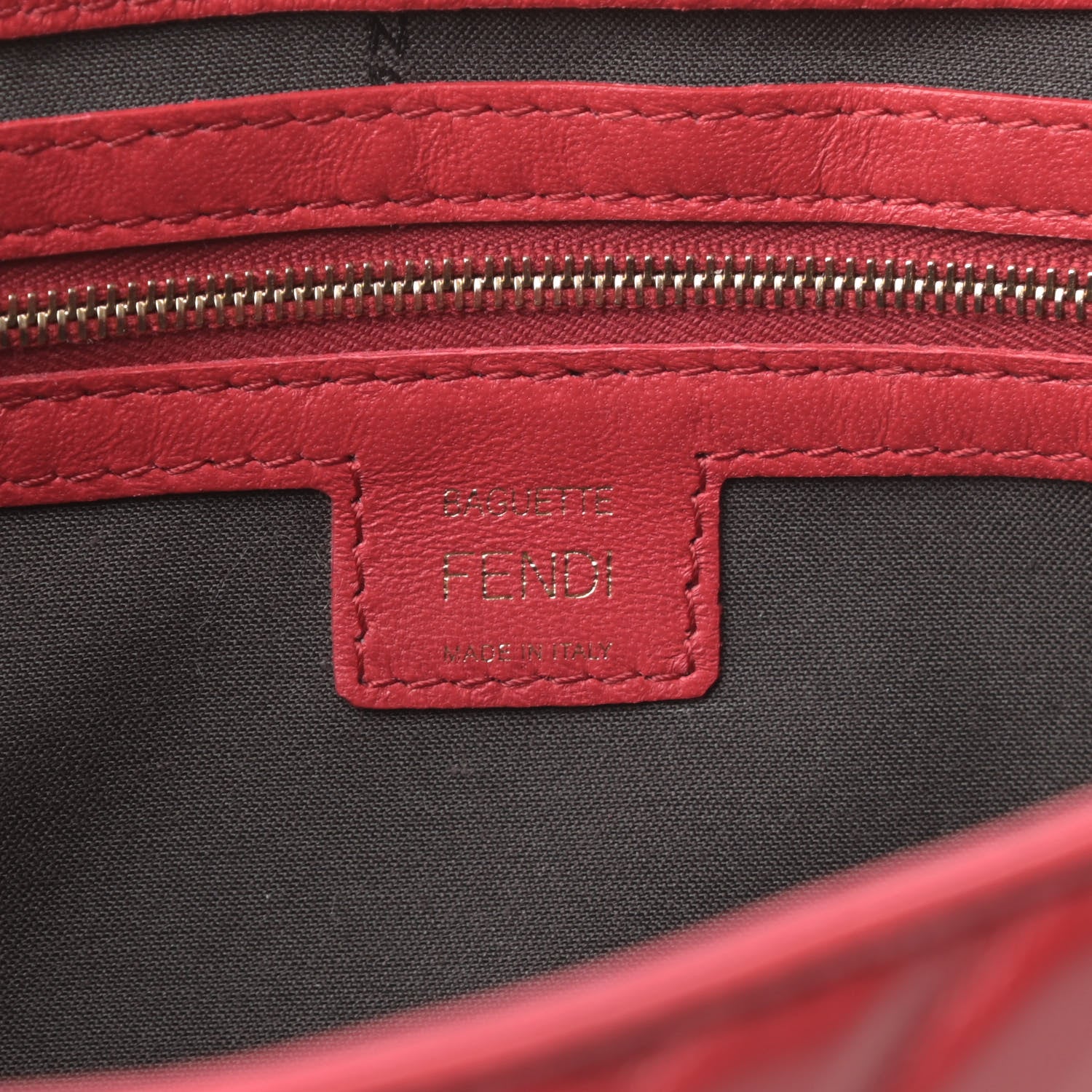 Fendi Nappa FF 1974 Embossed Baguette Fragola 6 of 10