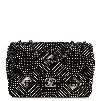 Chanel Velvet Strass Evening Flap Bag Black Silver 1 of 10