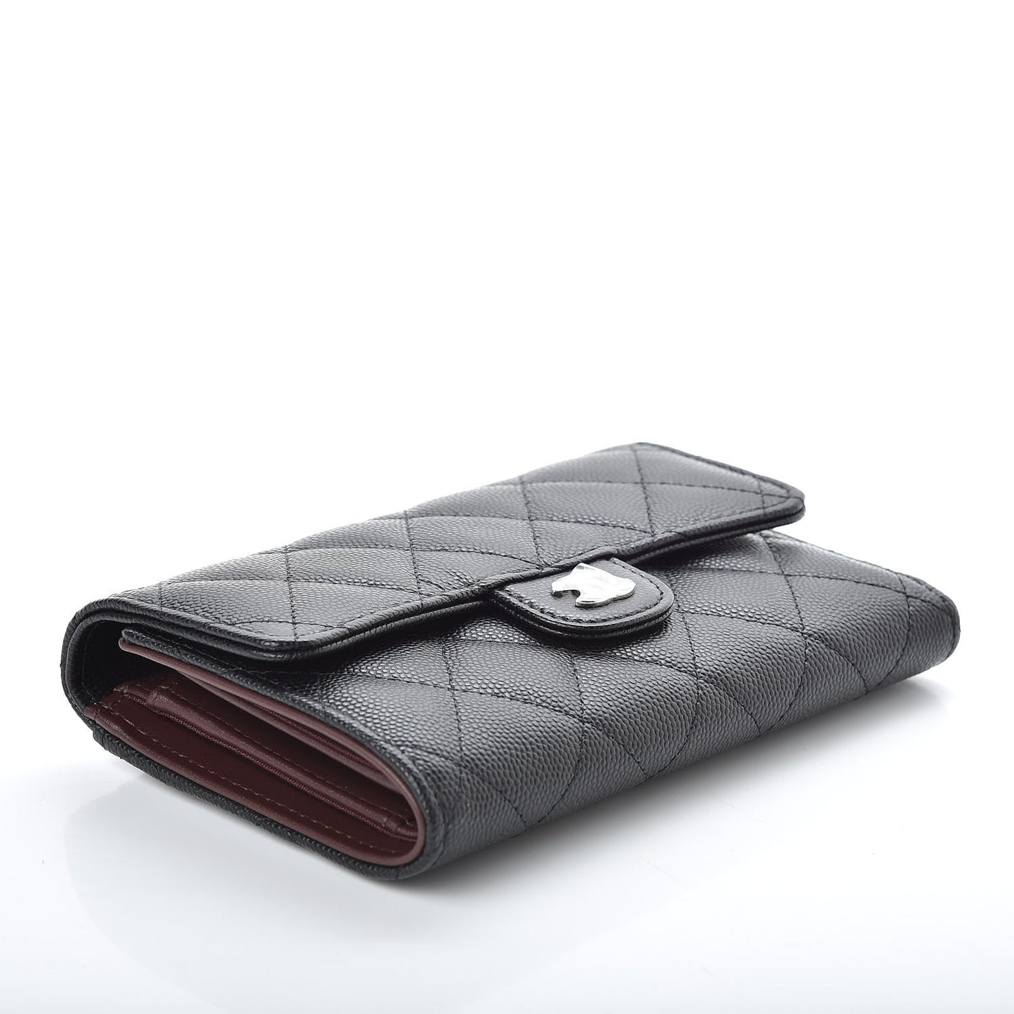 Caviar Quilted Medium Flap Wallet Black