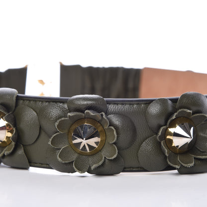 Fendi Lambskin Flowerland Belt 65 26 Green 4 of 8