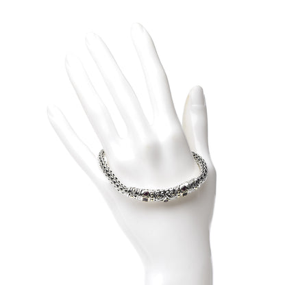 John Hardy Sterling Silver 18K Yellow Gold Rhodolite Garnet 6.5mm Station Bracelet 2 of 4