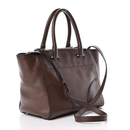 Prada City Calf Small Stitched Twin Pocket Tote Cacao 3 of 13