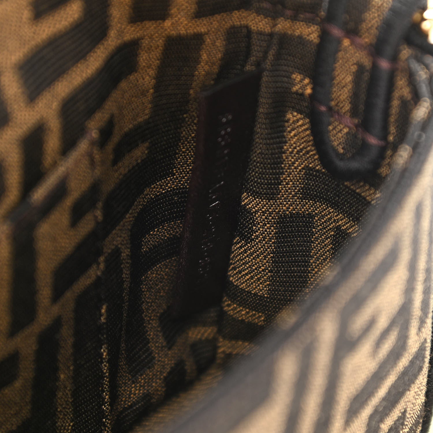 Fendi Fabric Jacquard FF 1974 Mini Baguette Tobacco Moro Black 7 of 10