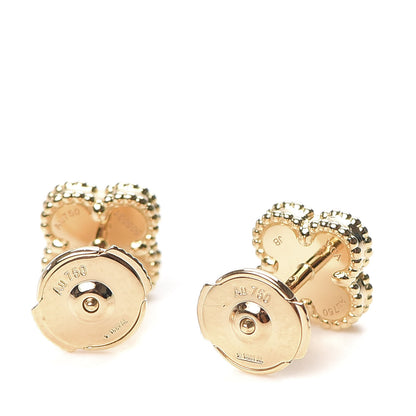 Van Cleef & Arpels 18K Yellow Gold Mother of Pearl Sweet Alhambra Earrings 3 of 6