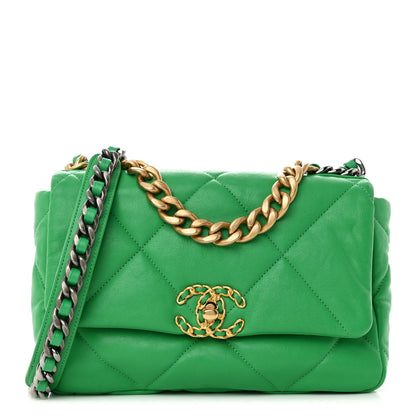 Chanel Lambskin Quilted Medium Chanel 19 Flap Green 1 of 11