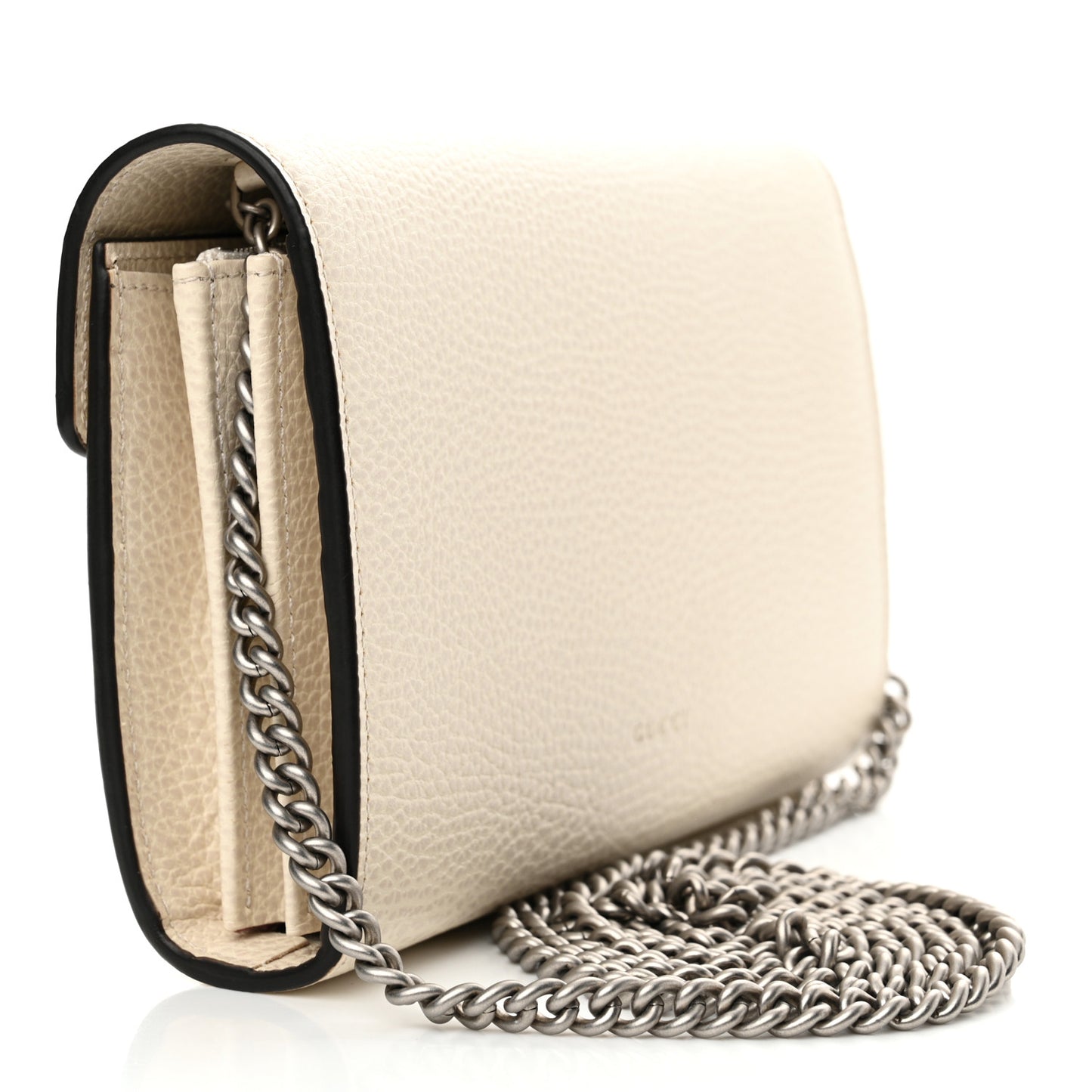 Dollar Calfskin Mini Dionysus Chain Wallet Mystic White