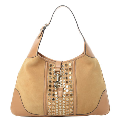 Gucci Suede Studded Jackie O Bouvier Hobo Light Brown 1 of 11