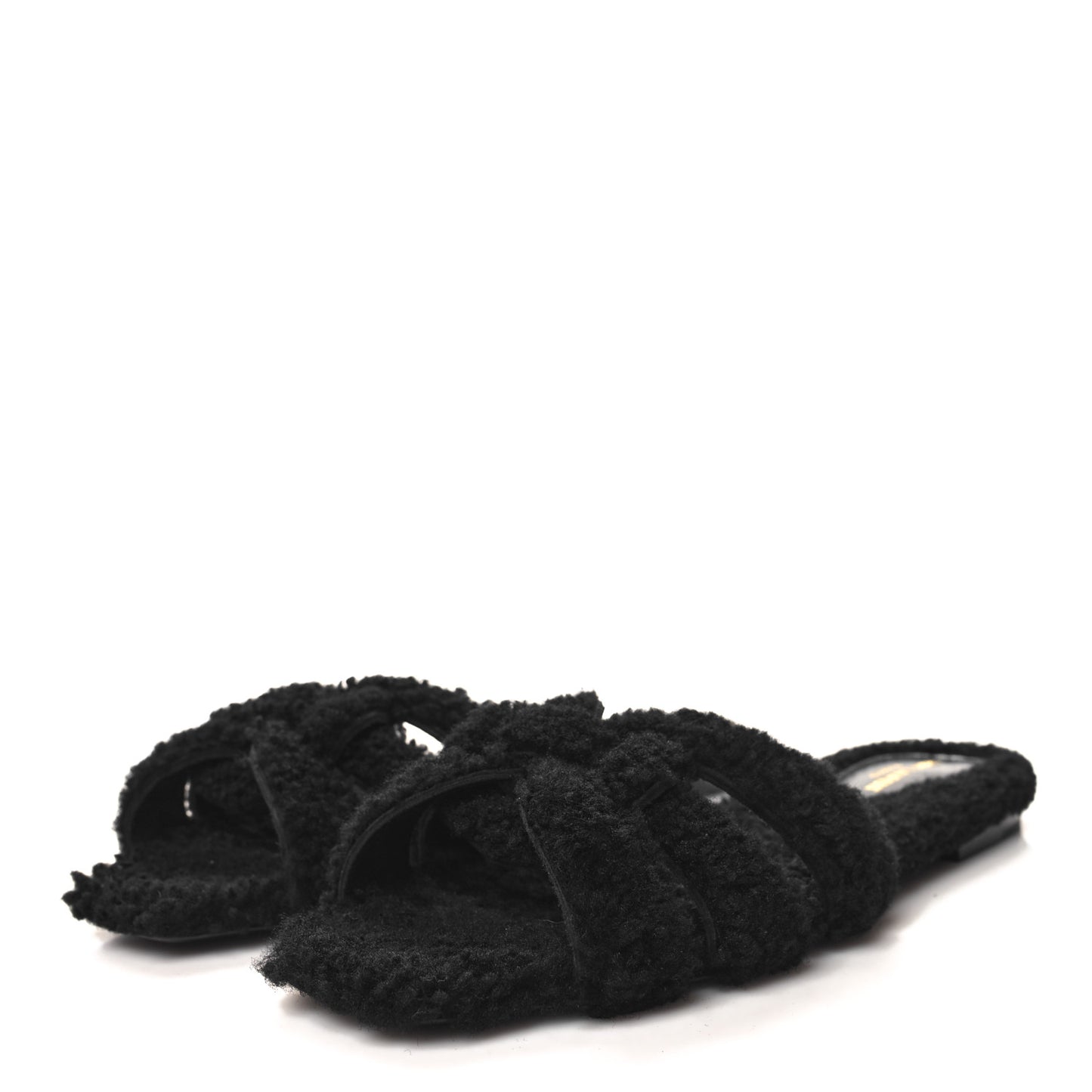 Shearling Tribute Flat Mules 37.5 Black