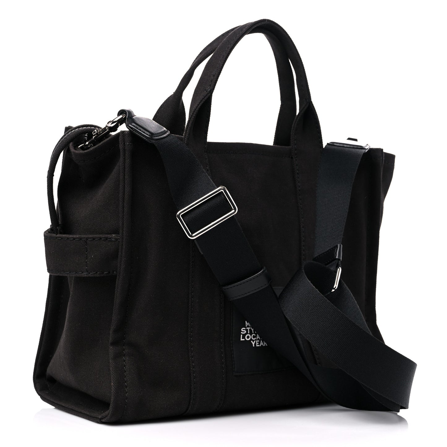 Cotton Canvas Medium The Traveler Tote Bag Black