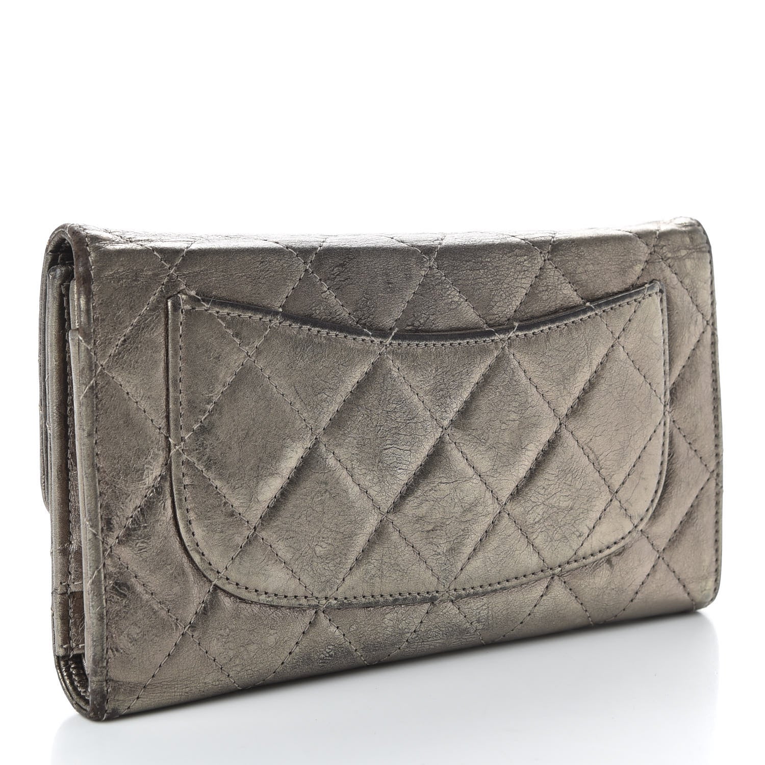Chanel Metallic Aged Calfskin Quilted Reissue Long Flap Wallet Dark Silver 3 of 7