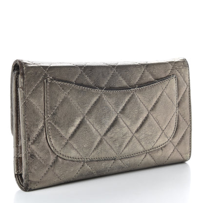 Chanel Metallic Aged Calfskin Quilted Reissue Long Flap Wallet Dark Silver 3 of 7