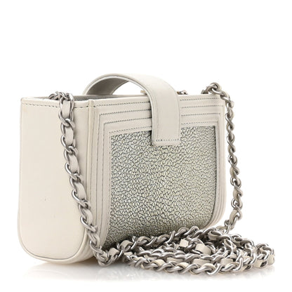 Chanel Metallic Galuchat Stingray Lambskin Mini Clutch With Removable Chain Silver 3 of 12