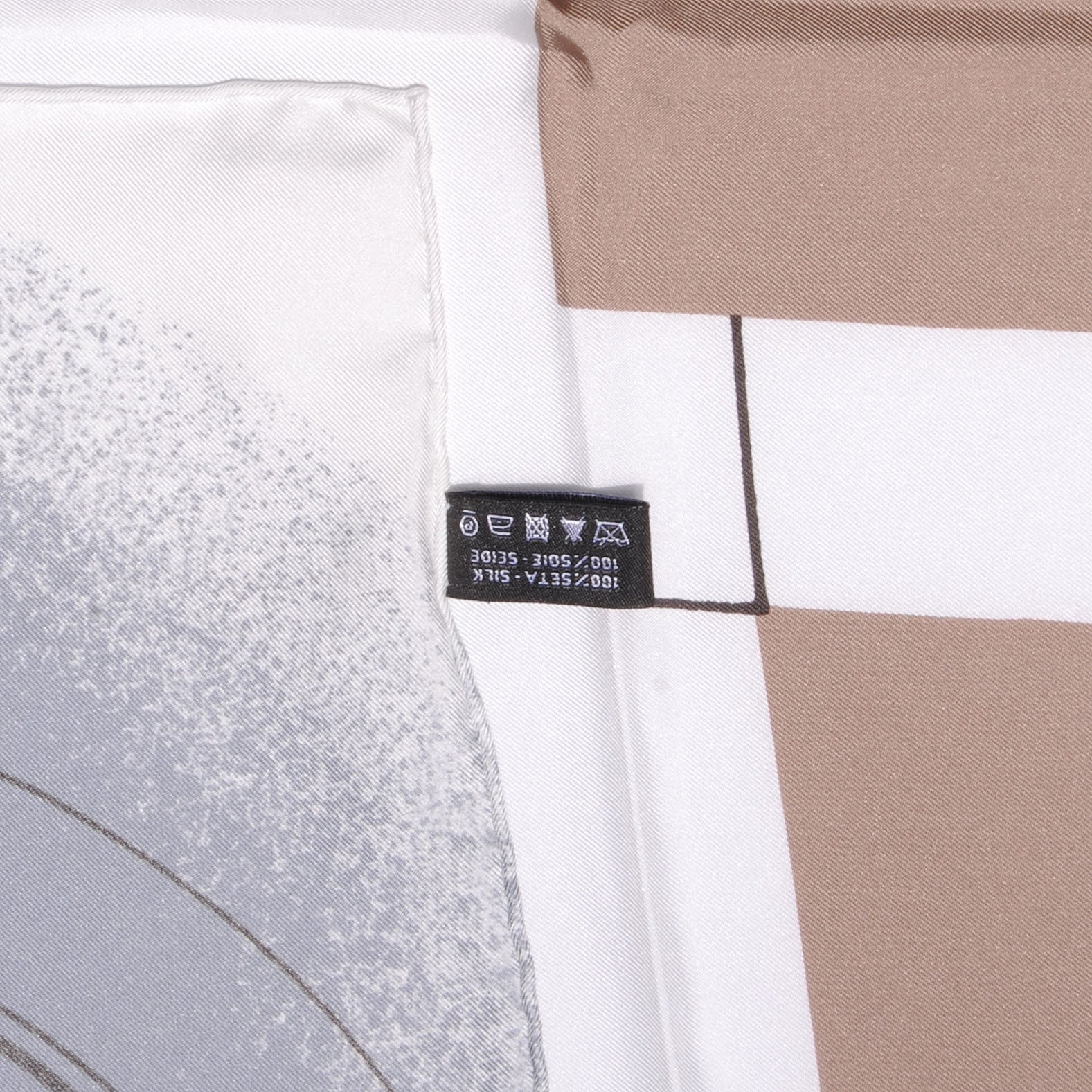 Chanel Silk CC Geometric Square Scarf White Yellow Orange 5 of 5
