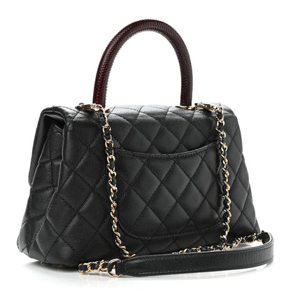 Chanel Caviar Lizard Embossed Quilted Mini Coco Handle Flap Black 3 of 8
