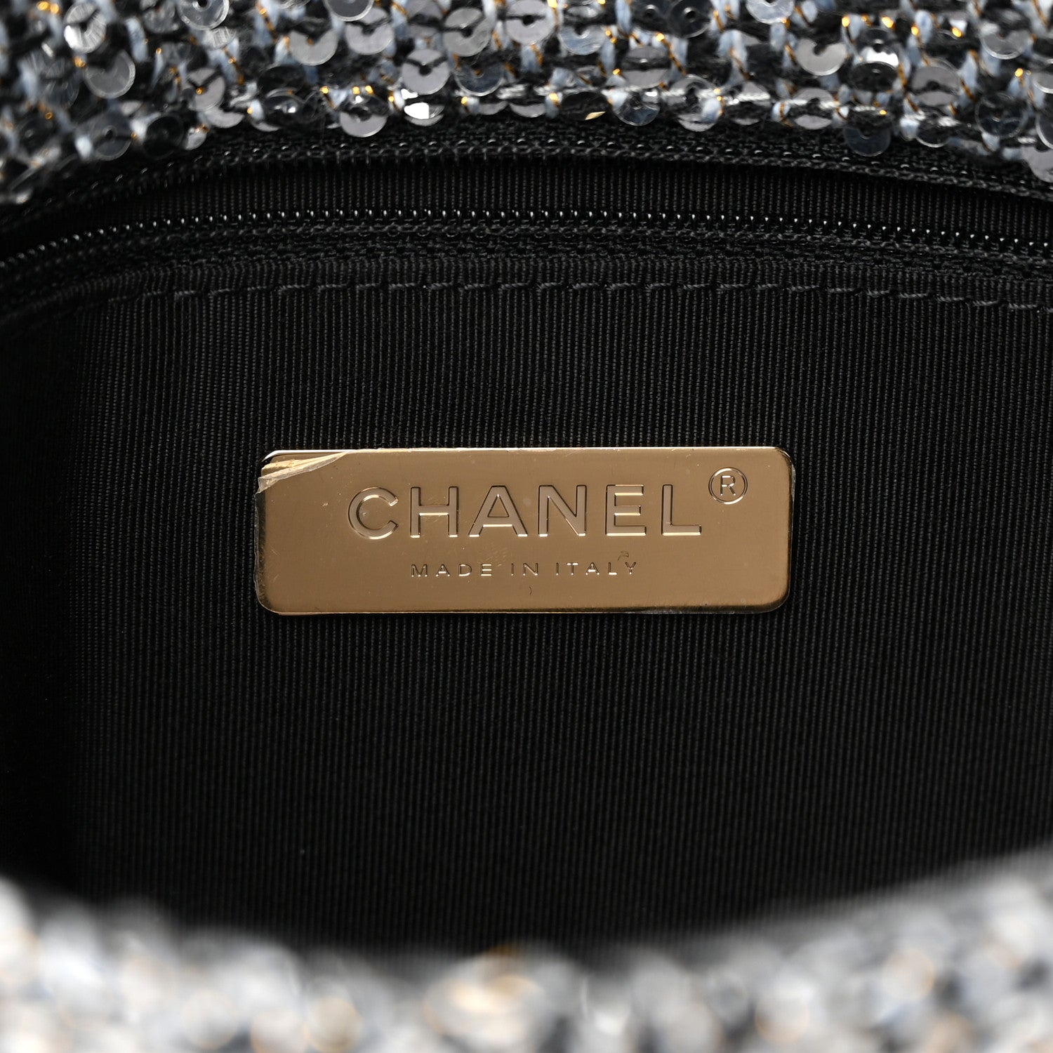 Chanel Sequin Quilted Medium Chanel 19 Flap Silver 6 of 10