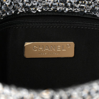 Chanel Sequin Quilted Medium Chanel 19 Flap Silver 6 of 10