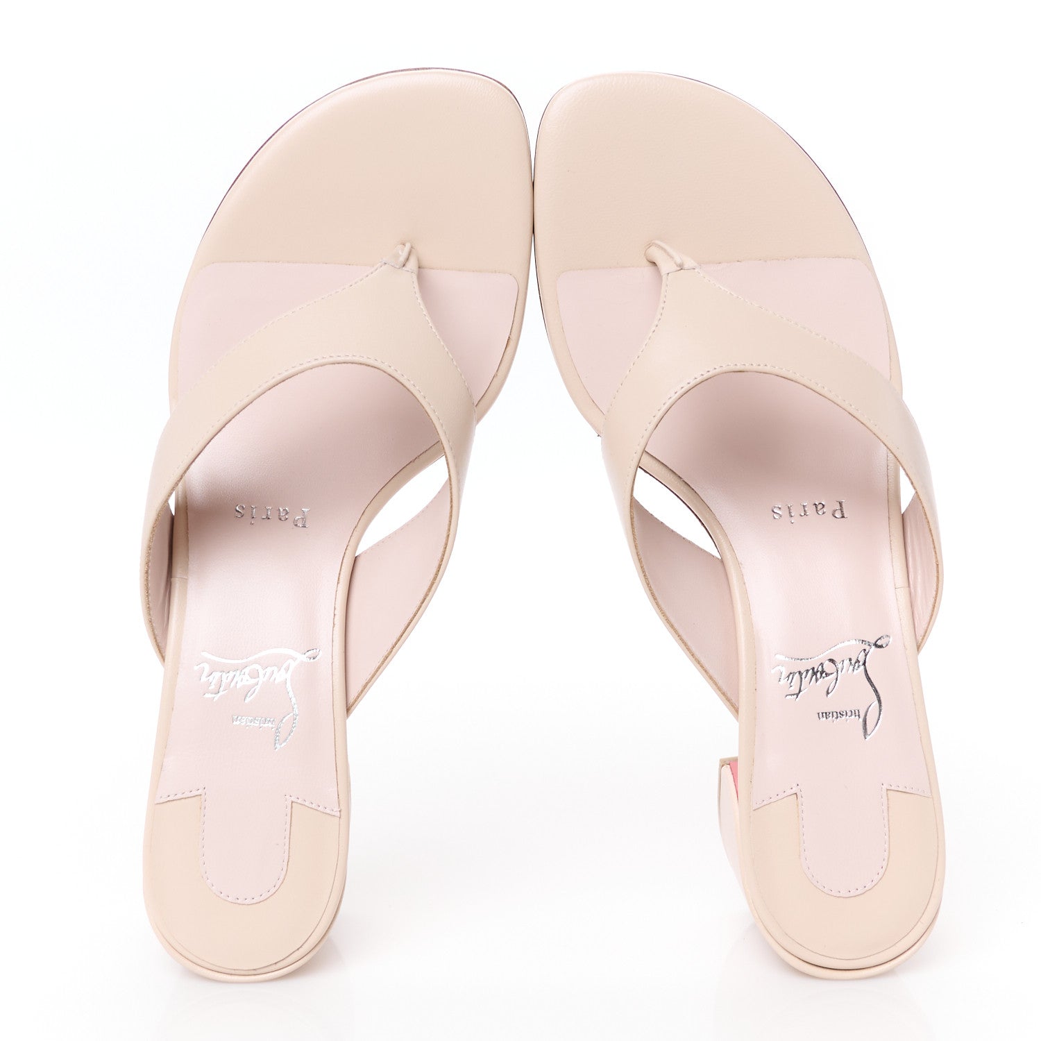 Christian Louboutin Calfskin Janetonga 55 Thong Sandals 42 Dark Carmine 38.5 Leche 2 of 9