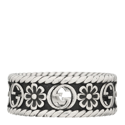 Gucci Sterling Silver Interlocking G Flower Ring 56 7.5 5 of 13