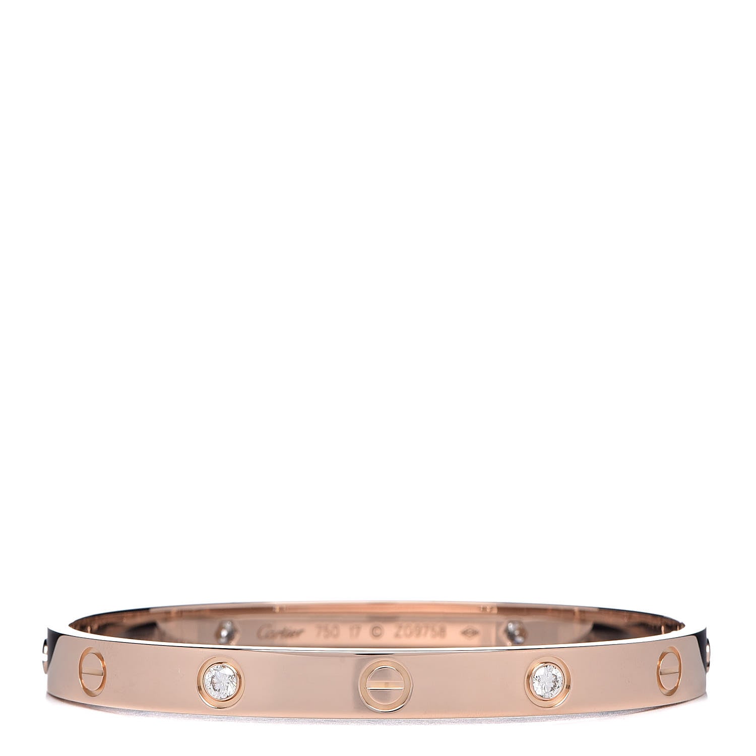 Cartier 18K Pink Gold 4 Diamond LOVE Bracelet 17 1 of 7