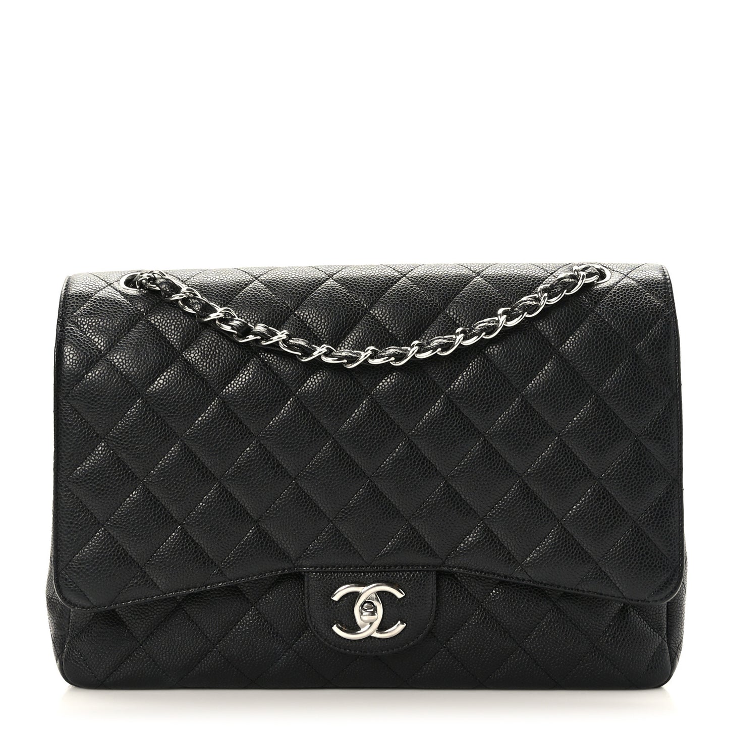 Caviar Quilted Maxi Double Flap Black