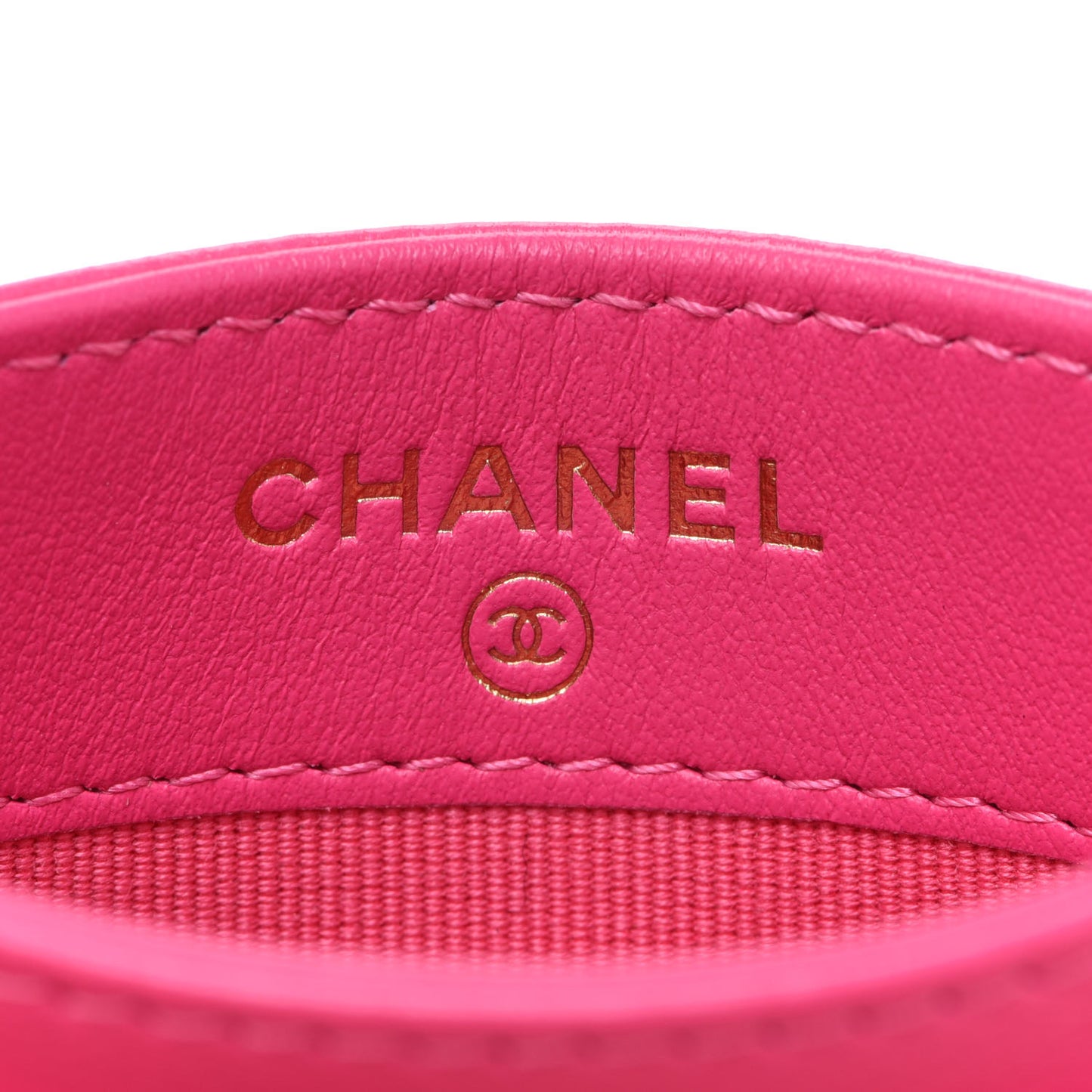 Lambskin Quilted Chanel 19 Card Holder Dark Pink