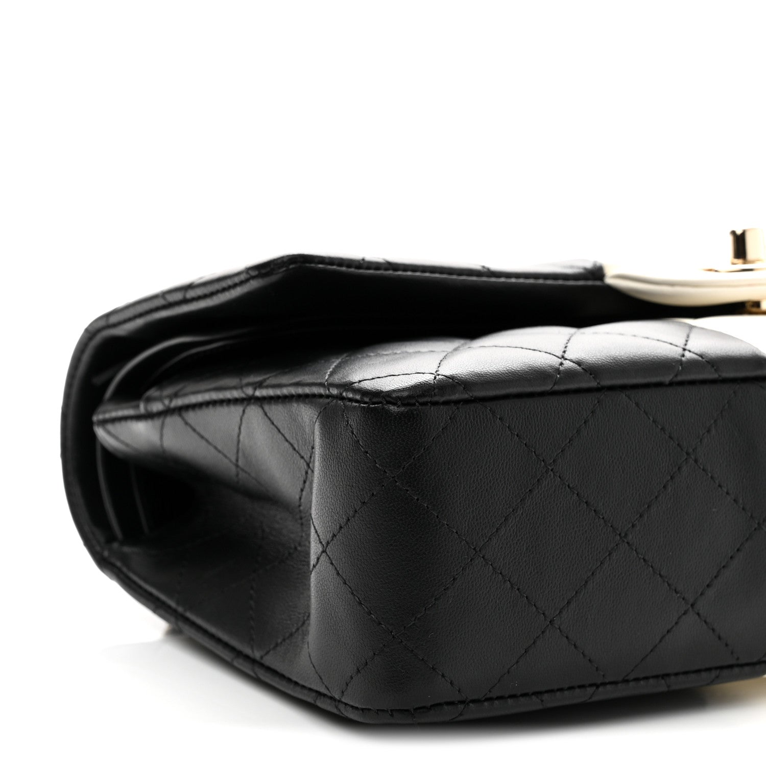Chanel Lambskin Quilted Medium Double Flap Black White 9 of 11
