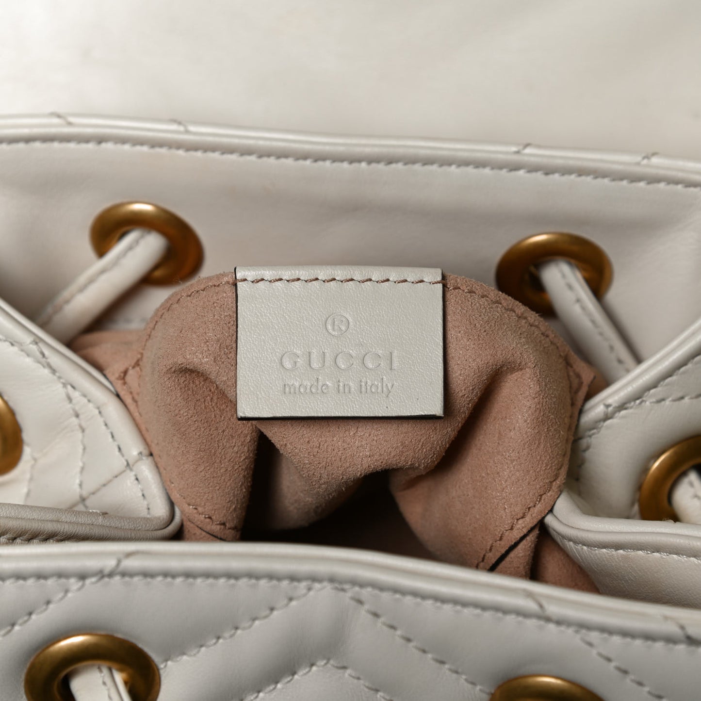 Calfskin Matelasse GG Marmont Flap Backpack White