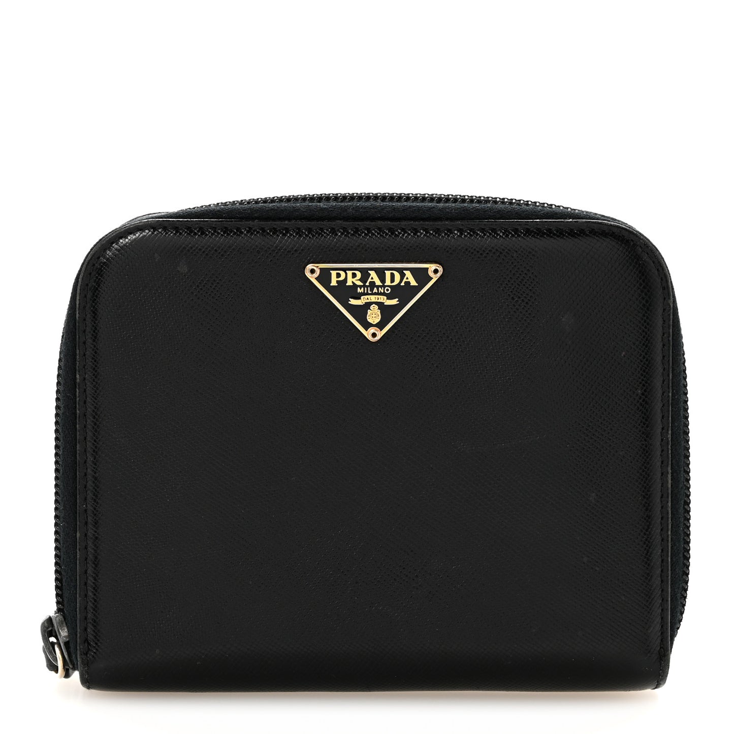Saffiano Vernice Compact Zip Around Wallet Black