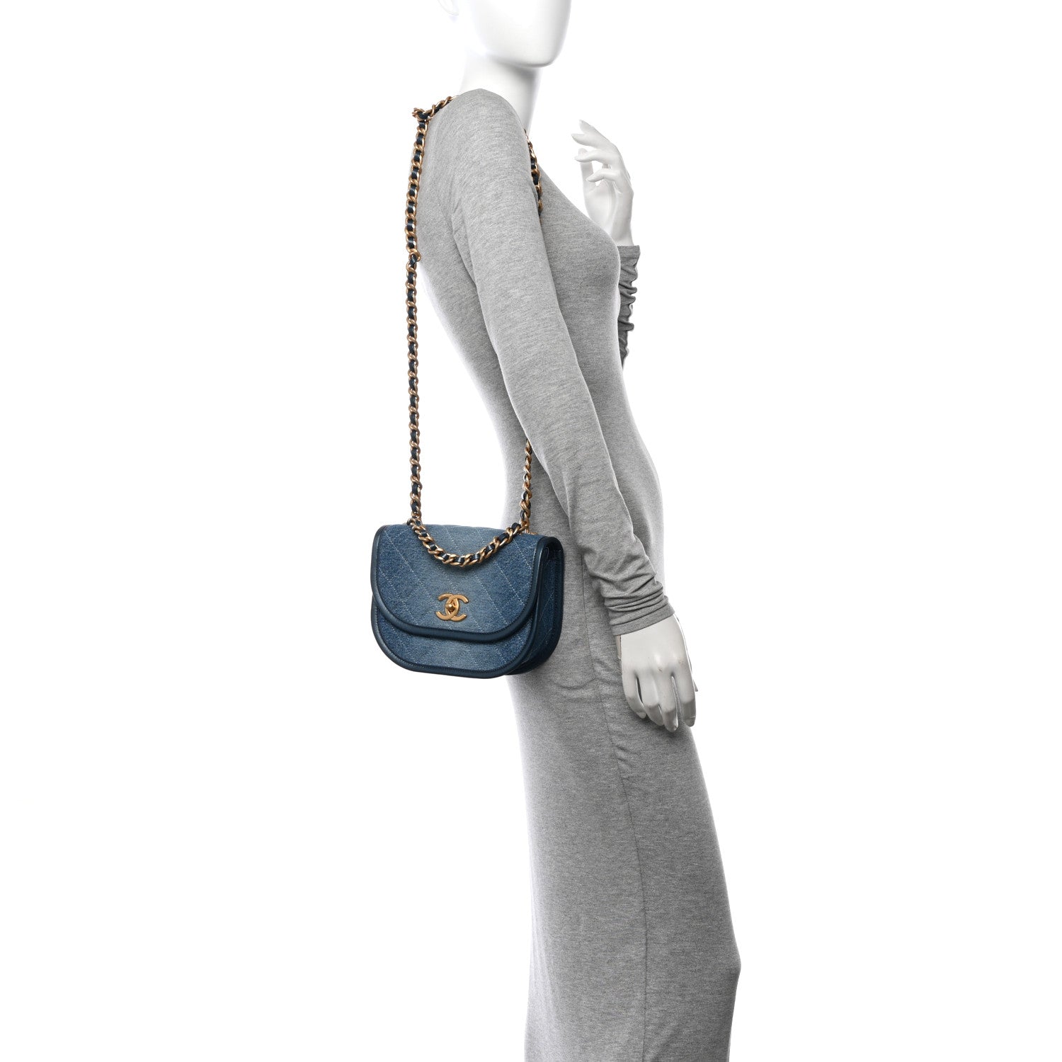 Chanel Washed Denim Quilted Small Messenger Flap Blue 2 of 11