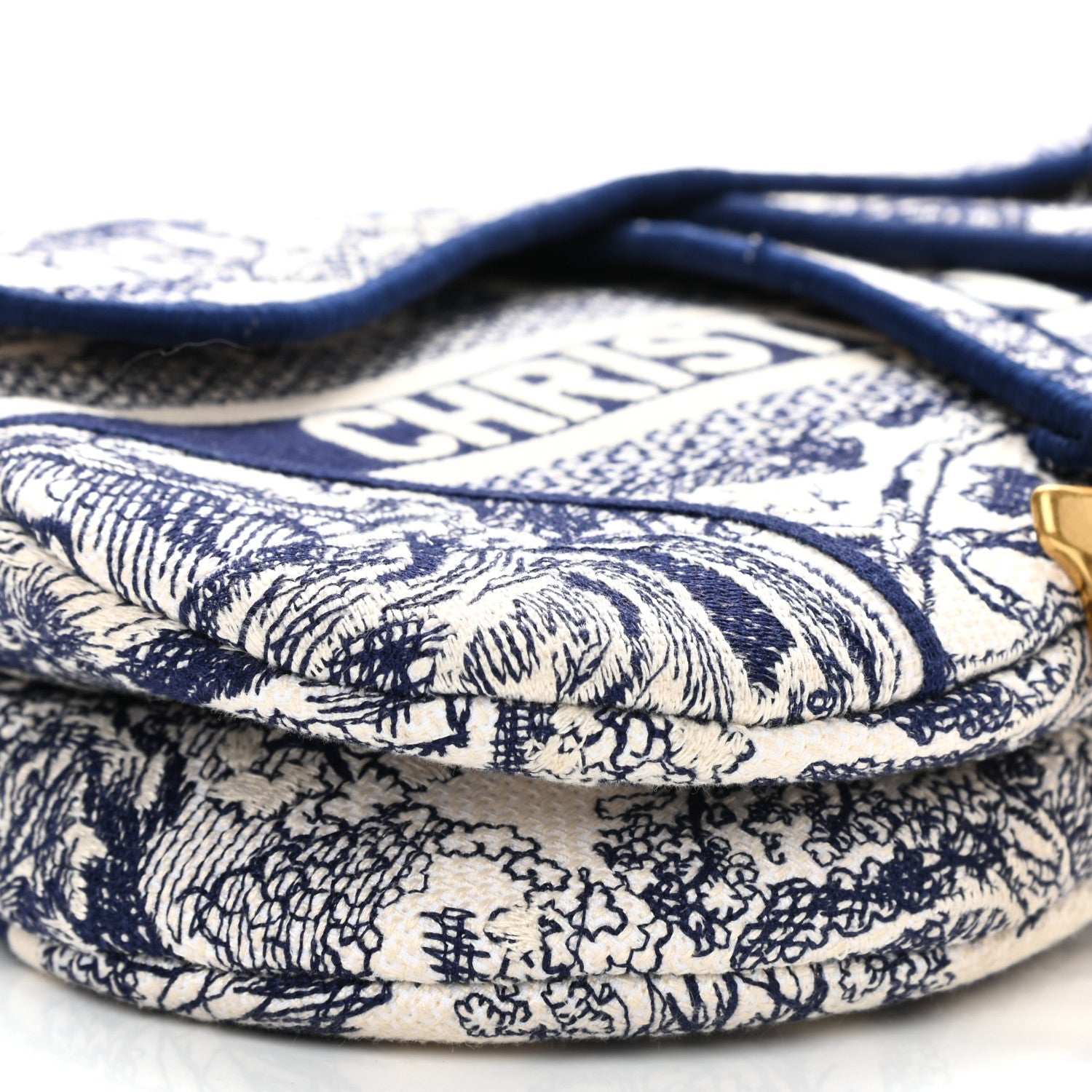 Christian Dior Canvas Embroidered Toile de Jouy Saddle Bag Blue 9 of 12
