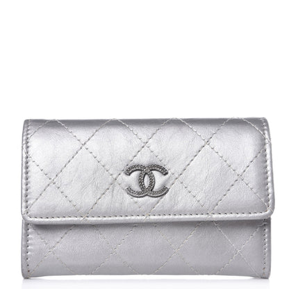 Chanel Metallic Calfskin Quilted Palette Card Holder Silver 1 of 18