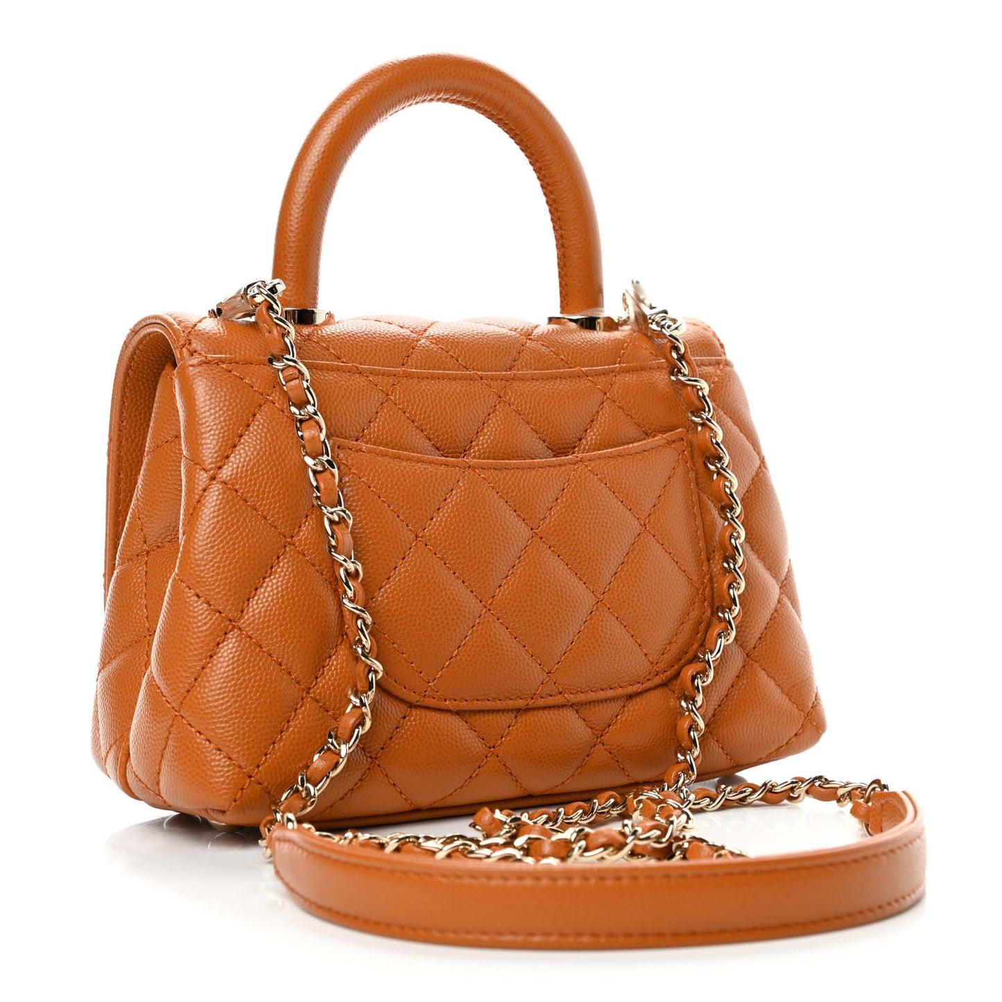 Caviar Quilted Extra Mini Coco Handle Flap Light Brown