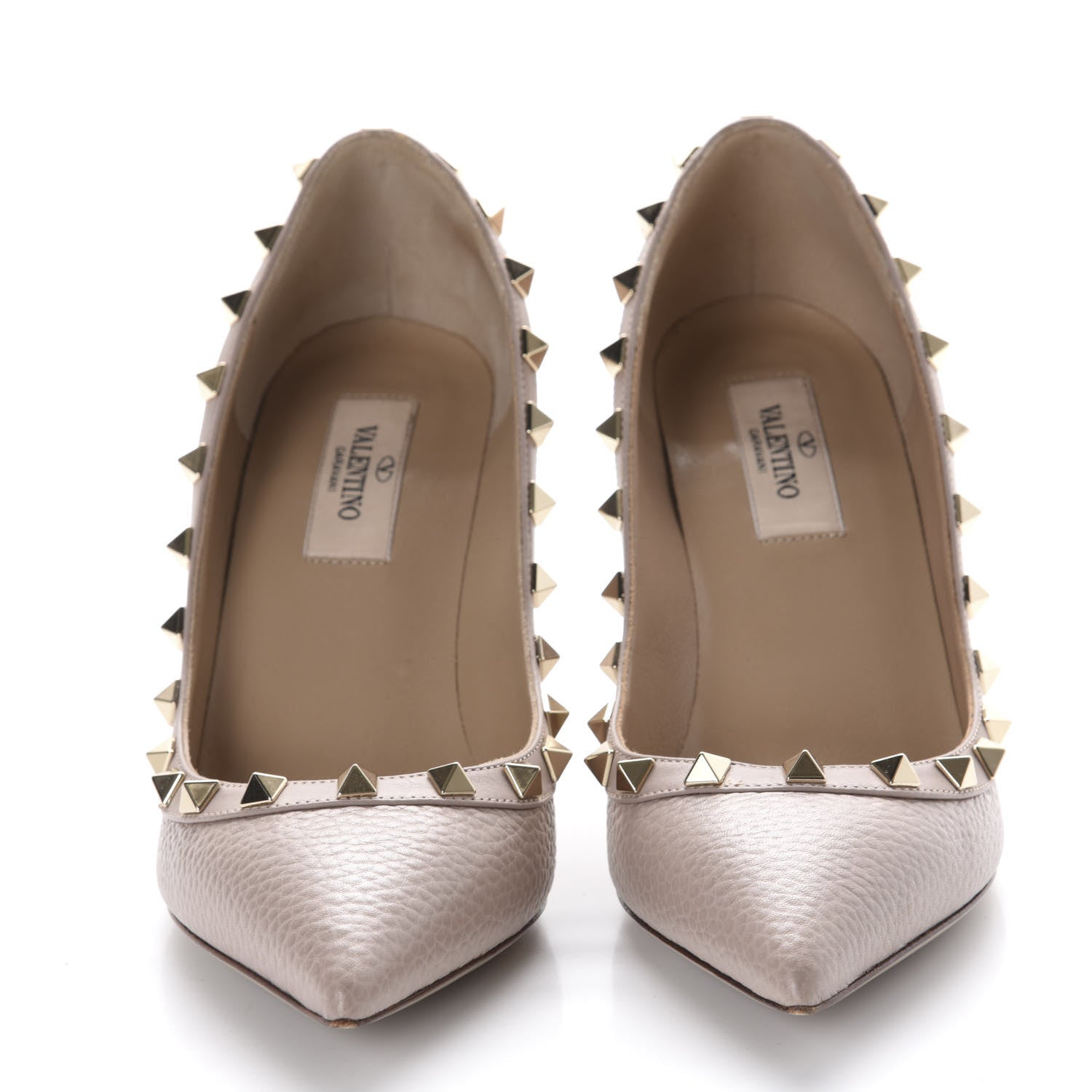 Valentino Garavani Pebbled Calfskin Rockstud 85mm Pumps 36.5 Poudre 2 of 10