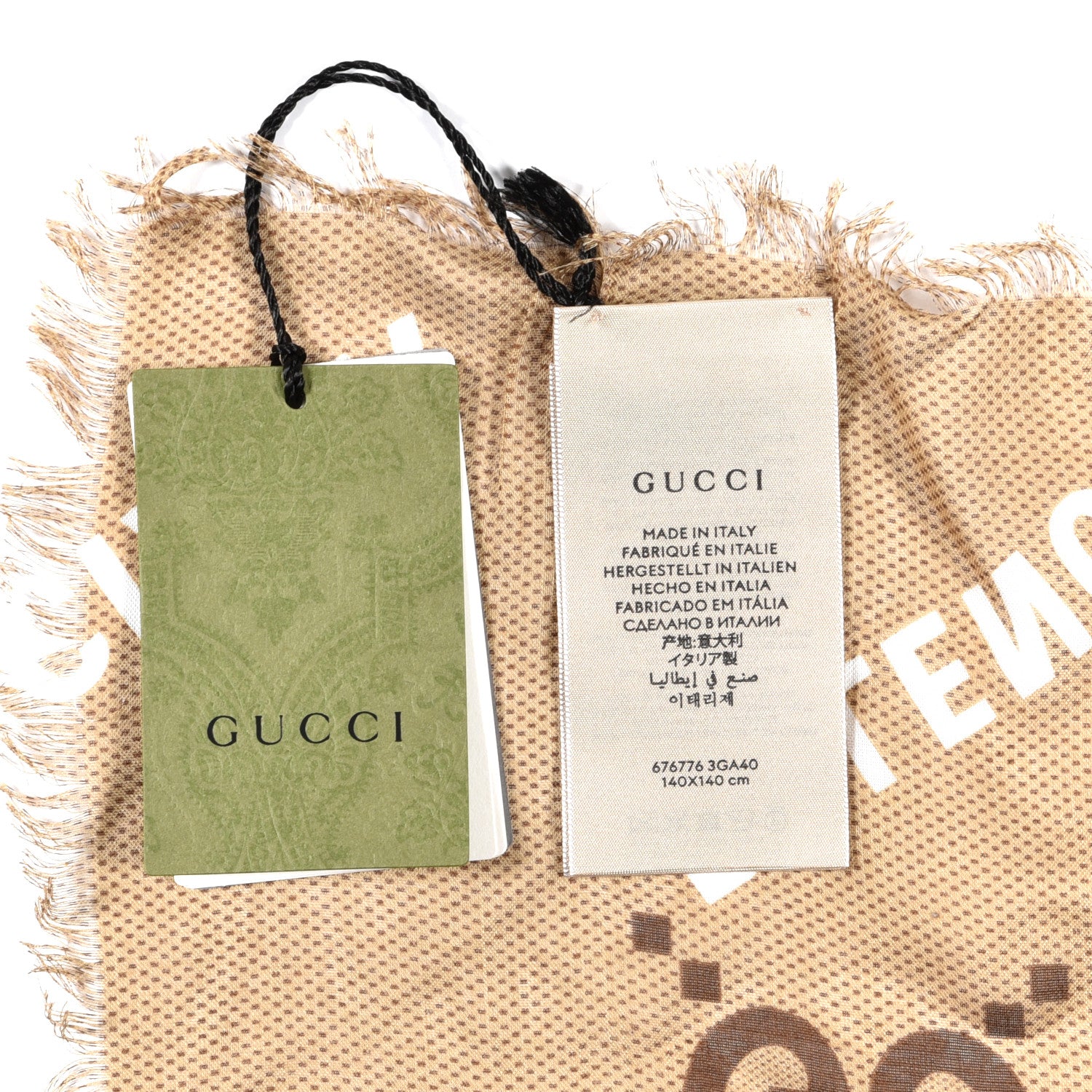 Gucci X BALENCIAGA Modal Silk Maxi GG Monogram Logo Print Shawl Beige White 4 of 4