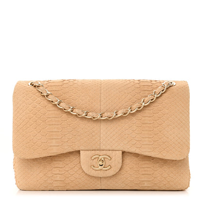Chanel Snakeskin Jumbo Double Flap Beige 1 of 11