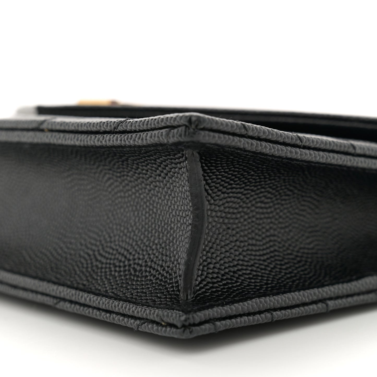 Grain De Poudre Matelasse Chevron Monogram Envelope Chain Wallet Black