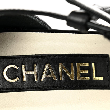 Chanel Lambskin Patent Quilted Cap Toe Mary Jane Flats 37 Black 6 of 8