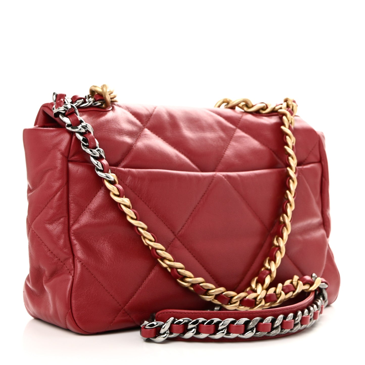 Goatskin Quilted Large Chanel 19 Flap Red