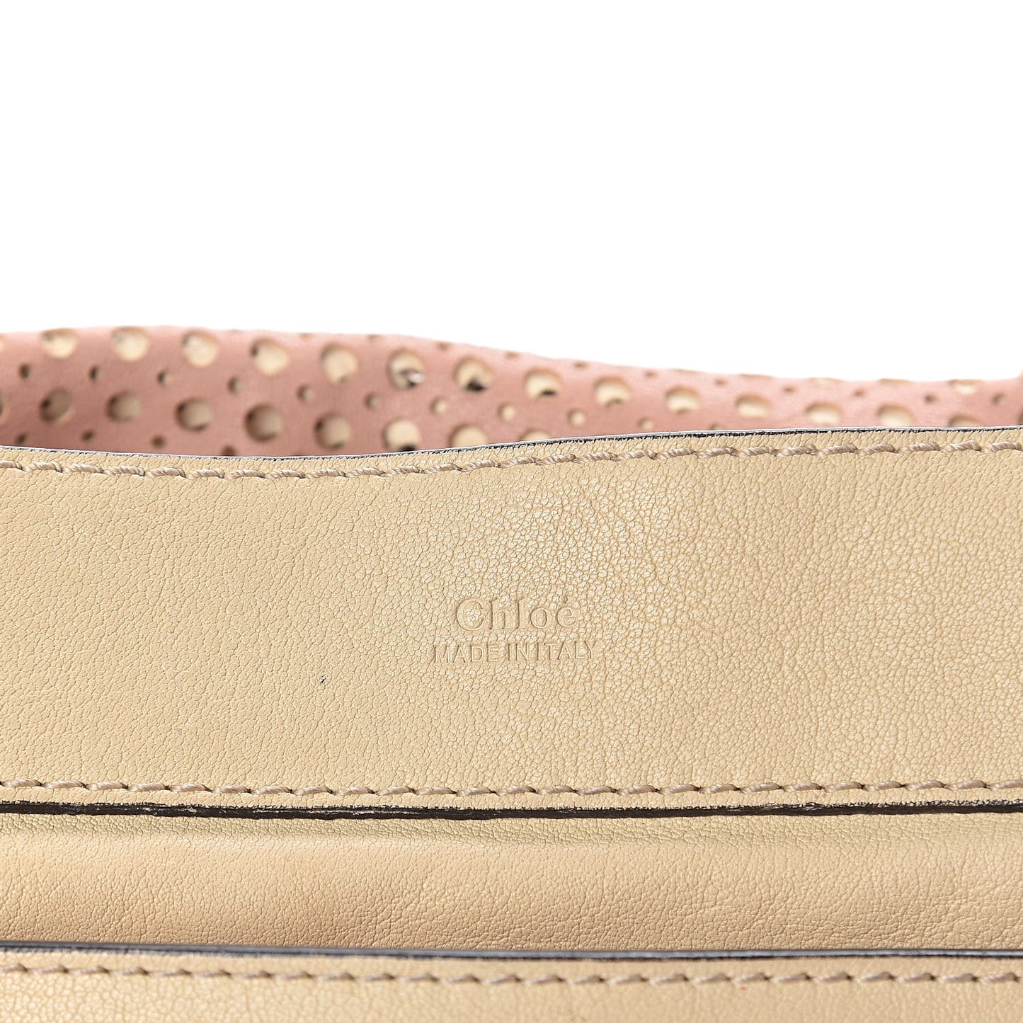 Calfskin Medium Perforated Marcie Round Crossbody Bag Beige