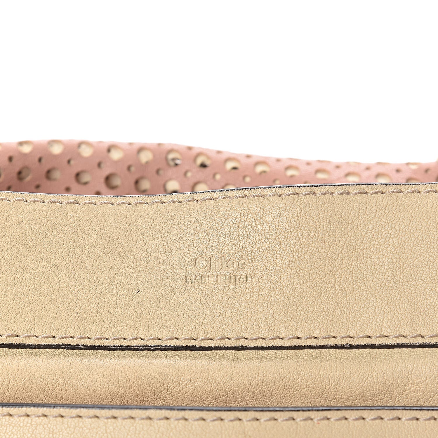 Chloe Calfskin Medium Perforated Marcie Round Crossbody Bag Beige 6 of 10